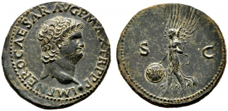  RÖMISCHE KAISERZEIT   Nero (54-68)   (D) As (11,31g), Lugdunum (Lyon), 66-67 n....
