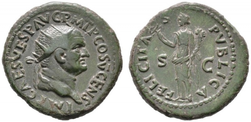  RÖMISCHE KAISERZEIT   Vespasianus (69-79)   (D) Dupondius (12,76g), Roma, 74 n....