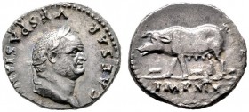 RÖMISCHE KAISERZEIT   Vespasianus (69-79)   (D) Denarius (3,12g), Roma, Juli 77-Dezember 78 n. Chr. Av.: CAESAR VESPASIANVS AVG, Kopf mit Lorbeerkran...
