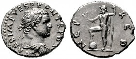  RÖMISCHE KAISERZEIT   Titus (79-81)   (D)  als Caesar 69-79. Denarius (2,94g), Antiochia (Antakya), 72-73 n. Chr. Av.: T CAES IMP VESP PON TR POT, Bü...