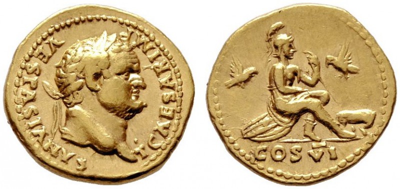  RÖMISCHE KAISERZEIT   Titus (79-81)   (D) Aureus (7,27g), Roma, 77-78 n. Chr. A...