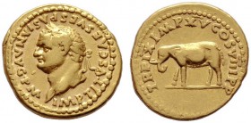  RÖMISCHE KAISERZEIT   Titus (79-81)   (D)  als Augustus. Aureus (7,09g), Roma, Januar-Juni 80 n. Chr. Av.: IMP TITVS CAES VESPASIAN AVG P M, Kopf mit...