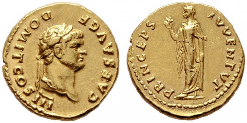  RÖMISCHE KAISERZEIT   Domitianus (81-96)   (D)  als Caesar 69-81. Aureus (7,24g...