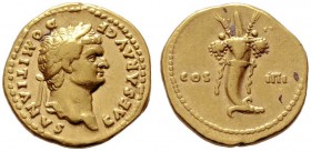  RÖMISCHE KAISERZEIT   Domitianus (81-96)   (D) Aureus (7,16g), Roma, Anfang 76-Anfang 77 n. Chr. Av.: CAESAR AVG F - DOMITIANVS, Kopf mit Lorbeerkran...
