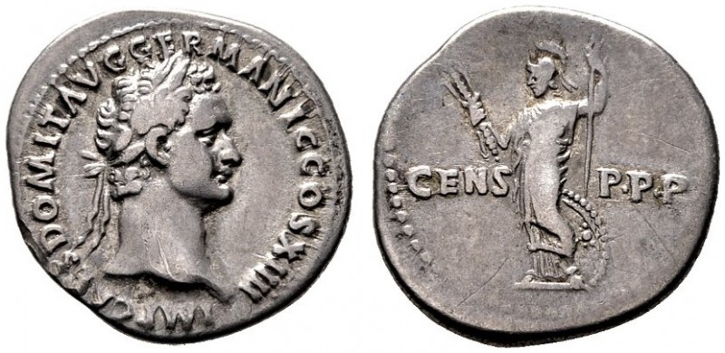  RÖMISCHE KAISERZEIT   Domitianus (81-96)   (D)  als Augustus. Denarius (3,40g),...