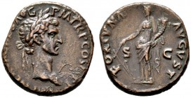  RÖMISCHE KAISERZEIT   Nerva (96-98)   (D) As (11,22g), Roma, 97 n. Chr. Kopf mit Lorbeerkranz / Fortuna mit Ruder und Cornucopiae. RIC 83, C 68. Leic...