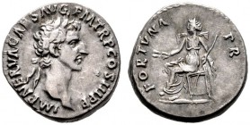  RÖMISCHE KAISERZEIT   Nerva (96-98)   (D) Denarius (3,53g), Roma, 97 n. Chr. Kopf mit Lorbeerkranz / Fortuna mit Ähren und Szepter auf Thron. RIC 17,...