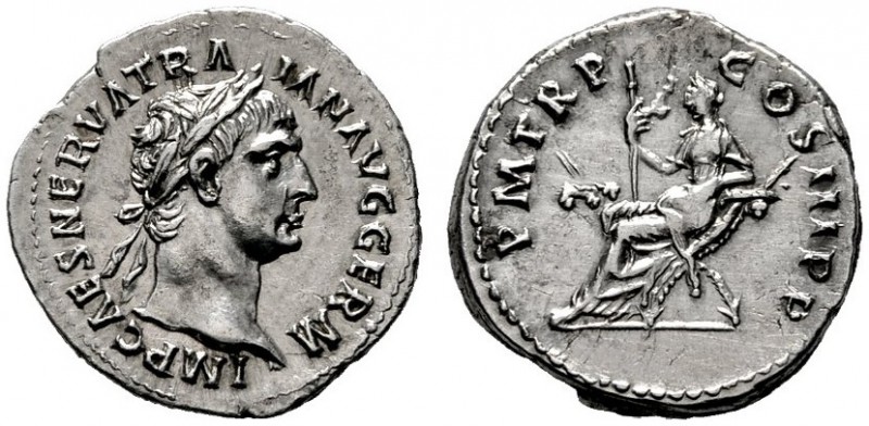  RÖMISCHE KAISERZEIT   Traianus (98-117)   (D) Denarius (3,32g), Roma, Januar-En...