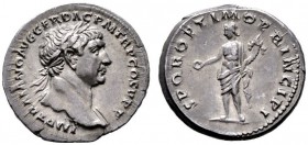  RÖMISCHE KAISERZEIT   Traianus (98-117)   (D) Denarius (3,24g), Roma, 106-107 n. Chr. Av.: IMP TRAIANO AVG GER DAC P M TR P COS V P P, Büste mit Lorb...