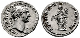  RÖMISCHE KAISERZEIT   Traianus (98-117)   (D) Denarius (3,52g), Roma, 107-109 n. Chr. Büste mit Lorbeerkranz und leichter Drapierung an linker Schult...