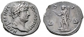  RÖMISCHE KAISERZEIT   Hadrianus (117-138)   (D) Denarius (3,01g), Roma, 134-138 n. Chr. Kopf mit Lorbeerkranz / Asia mit Haken und Ruder, r. Fuß auf ...