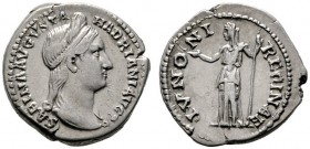  RÖMISCHE KAISERZEIT   Sabina (128-136)   (D) Denarius (3,35g), Roma, 128-136 n. Chr. Büste mit Haarband und Drapierung / Iuno mit Patera und Szepter....