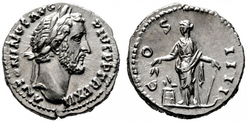 RÖMISCHE KAISERZEIT   Antoninus Pius (138-161)   (D) Denarius (3,44g), Roma, 14...