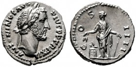  RÖMISCHE KAISERZEIT   Antoninus Pius (138-161)   (D) Denarius (3,44g), Roma, 148-149 n. Chr. Kopf mit Lorbeerkranz / Annona mit Ähren und Anker, zu F...