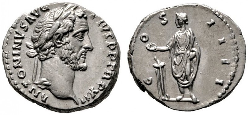  RÖMISCHE KAISERZEIT   Antoninus Pius (138-161)   (D) Denarius (3,52g), Roma, 14...