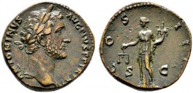  RÖMISCHE KAISERZEIT   Antoninus Pius (138-161)   (D) Sestertius (25,38g), Roma, 148-149 n. Chr. Kopf mit Lorbeerkranz / Aequitas mit Waage und Cornuc...