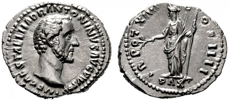  RÖMISCHE KAISERZEIT   Antoninus Pius (138-161)   (D) Denarius (3,36g), Roma, 15...
