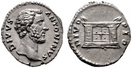  RÖMISCHE KAISERZEIT   Antoninus Pius (138-161)   (D) Denarius (3,26g), Roma, 161 n. Chr. Kopf / Altar. RIC 441, RSC 357. Kleine Stempelfehler, verein...