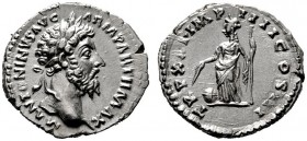 RÖMISCHE KAISERZEIT   Marcus Aurelius (161-180)   (D) Denarius (3,07g), Roma, Dezember 166-Dezember 167 n. Chr. Kopf mit Lorbeerkranz / Providentia m...