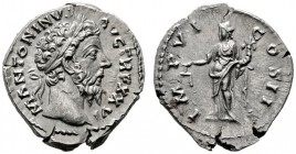  RÖMISCHE KAISERZEIT   Marcus Aurelius (161-180)   (D) Denarius (3,20g), Roma, Dezember 171-Dezember 172 n. Chr. Kopf mit Lorbeerkranz / Aequitas mit ...