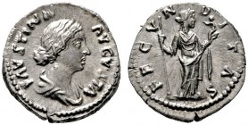  RÖMISCHE KAISERZEIT   Faustina Minor (147-176)   (D)  unter Marcus Aurelius 161-176. Denarius (3,41g), Roma, 161-176 n. Chr. Büste mit Perlhaarband u...