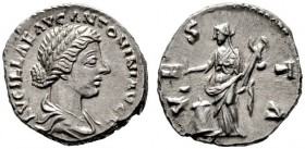  RÖMISCHE KAISERZEIT   Lucilla (163-169/181)   (D) Denarius (3,52g), Roma, 169-180 n. Chr. Büste mit Drapierung / Vesta mit Simpulum und Palladium vor...
