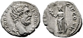  RÖMISCHE KAISERZEIT   Clodius Albinus (195/196-197)   (D) Denarius (3,56g), Roma, 194-195 n. Chr. Kopf / Minerva Pacifera mit Zweig, Lanze und l. Han...