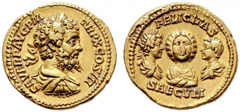 RÖMISCHE KAISERZEIT   Septimius Severus (193-211)   (D) Aureus (7,13g), Roma, 2...