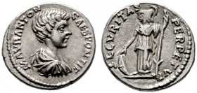 RÖMISCHE KAISERZEIT   Caracalla (198/211-217)   (D)  als Caesar 196-198. Denarius (2,94g), Laodicea ad Mare (Latakia), 196-197 n. Chr. Büste mit Drap...