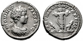  RÖMISCHE KAISERZEIT   Caracalla (198/211-217)   (D)  als Augustus. Denarius (3,44g), Roma, 201 n. Chr. Büste mit Lorbeerkranz, Drapierung und Kürass ...