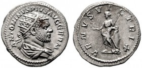  RÖMISCHE KAISERZEIT   Caracalla (198/211-217)   (D) AR-Antoninianus (5,30g), Roma, 213-217 n. Chr. Büste mit Strahlenkrone und Drapierung / Venus mit...