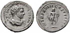  RÖMISCHE KAISERZEIT   Caracalla (198/211-217)   (D) AR-Antoninianus (5,33g), Roma, 215 n. Chr. Büste mit Strahlenkrone, Drapierung und Kürass / Iuppi...
