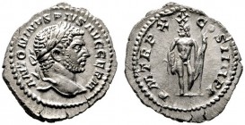  RÖMISCHE KAISERZEIT   Caracalla (198/211-217)   (D) Denarius (2,96g), Roma, 217 n. Chr. Kopf mit Lorbeerkranz / Iuppiter mit Fulmen und Szepter. RIC ...