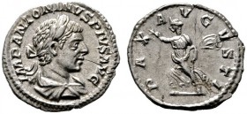  RÖMISCHE KAISERZEIT   Elagabalus (218-222)   (D) Denarius (1,91g), Roma, 219-222 n. Chr. Büste mit Lorbeerkranz und Drapierung / Pax mit Zweig und Sz...