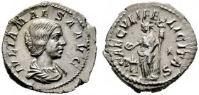  RÖMISCHE KAISERZEIT   Iulia Maesa (218-224)   (D) Denarius (3,25g), Roma, 218-222 n. Chr. Büste mit Drapierung / Felicitas mit Patera und Szepter, zu...