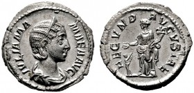  RÖMISCHE KAISERZEIT   Iulia Mamaea (222-235)   (D) Denarius (3,28g), Roma, 222-235 n. Chr. Büste mit Diadem und Drapierung / Fecunditas mit Cornucopi...