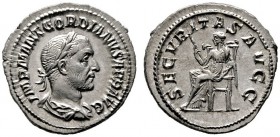  RÖMISCHE KAISERZEIT   Gordianus I. Africanus (238)   (D) Denarius (2,96g), Roma, Januar 238 n. Chr. Av.: IMP M ANT GORDIANVS AFR AVG, Büste mit Lorbe...
