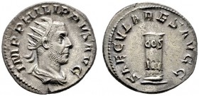  RÖMISCHE KAISERZEIT   Philippus I. Arabs (244-249)   (D) AR-Antoninianus (4,05g), Roma, 248 n. Chr. Av.: IMP PHILIPPVS AVG, Büste mit Strahlenkrone, ...