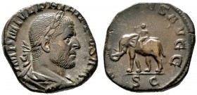  RÖMISCHE KAISERZEIT   Philippus I. Arabs (244-249)   (D) Sestertius (15,29g), Roma, 248 n. Chr. Av.: IMP M IVL PHILIPPVS AVG, Büste mit Lorbeerkranz,...
