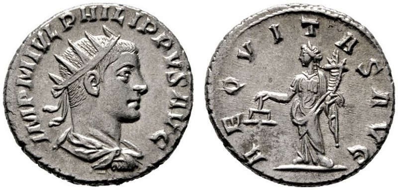  RÖMISCHE KAISERZEIT   Philippus II. (247-249)   (D) AR-Antoninianus (3,97g), An...