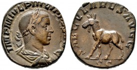  RÖMISCHE KAISERZEIT   Philippus II. (247-249)   (D) Sestertius (17,07g), Roma, 248 n. Chr. Av.: IMP M IVL PHILIPPVS AVG, Büste mit Lorbeerkranz, Drap...