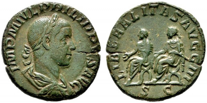  RÖMISCHE KAISERZEIT   Philippus II. (247-249)   (D) Sestertius (14,22g), Roma, ...