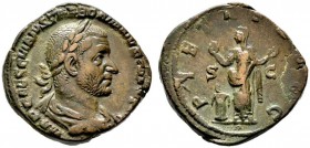  RÖMISCHE KAISERZEIT   Trebonianus Gallus (251-253)   (D) Sestertius (20,71g), Roma, 251-253 n. Chr. Büste mit Lorbeerkranz, Drapierung und Kürass / P...