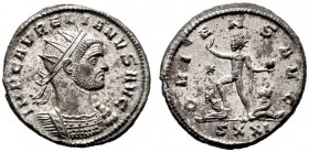  RÖMISCHE KAISERZEIT   Aurelianus (270-275)   (D) AE-Antoninianus (4,18g), Ticinum (Pavia), 1. Emission, 2. Offizin, Mai 274 n. Chr. Büste mit Strahle...