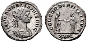  RÖMISCHE KAISERZEIT   Aurelianus (270-275)   (D) AE-Antoninianus (3,93g), Siscia (Sisak), 9. Emission, erste Prägephase, 4. Offizin, Herbst 274-Früh­...