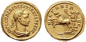  RÖMISCHE KAISERZEIT   Diocletianus (284-305)   (D)  vor der Münzreform. Aureus (4,64g), Cyzicus (Erdek), 284 n. Chr. Av.: IMP C C VAL DIOCLETIANVS P ...