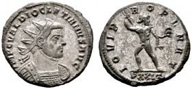  RÖMISCHE KAISERZEIT   Diocletianus (284-305)   (D) AE-Antoninianus (3,23g), Ticinum (Pavia), 1. Offizin, 289 n. Chr. Büste mit Strahlenkrone und Küra...