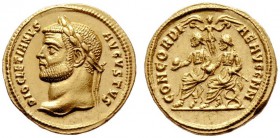  RÖMISCHE KAISERZEIT   Diocletianus (284-305)   (D)  nach der Münzreform. Aureus (5,28g), Cyzicus (Erdek), 293 n. Chr. Av.: DIOCLETIANVS - AVGVSTVS, K...