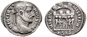  RÖMISCHE KAISERZEIT   Diocletianus (284-305)   (D) Argenteus (2,45g), Siscia (Sisak), 295 n. Chr. Av.: DIOCLETI-ANVS AVG, Kopf mit Lorbeerkranz n.r. ...