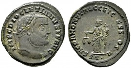  RÖMISCHE KAISERZEIT   Diocletianus (284-305)   (D) Follis (10,69g), Ticinum (Pavia), 2. Offizin, 300-303 n. Chr. Kopf mit Lorbeerkranz / Moneta mit W...